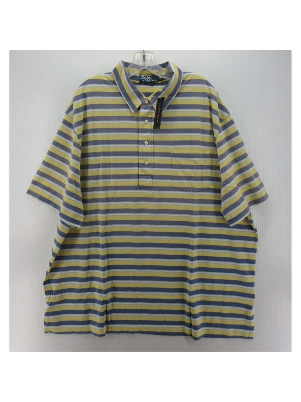 Polo Ralph Lauren Polo Shirt 2XB Big Yellow Pullover Striped Pocket *